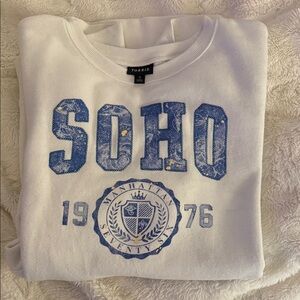 Torrid White Sweatshirt with Blue SOHO Graphic
